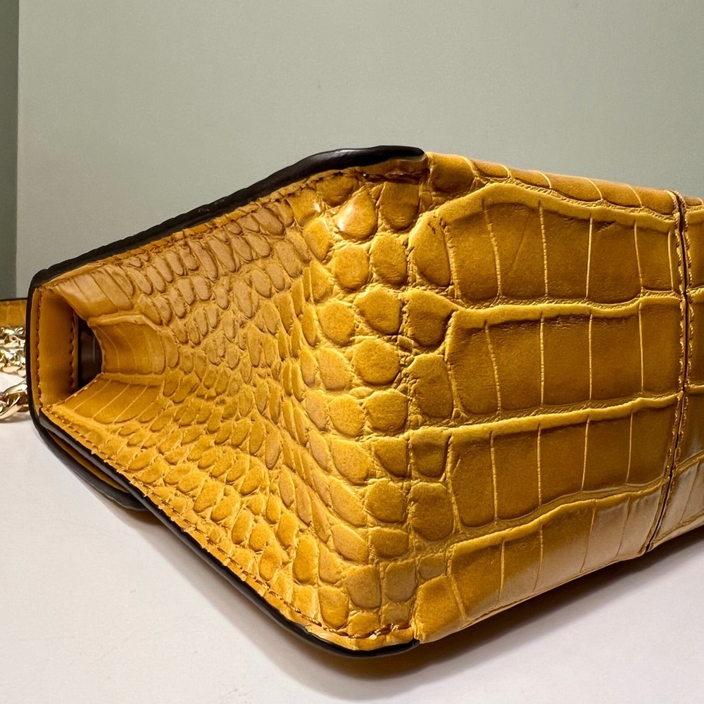 Michael Kors Yellow Croc-Embossed Shoulder Bag - Picture 8 of 15